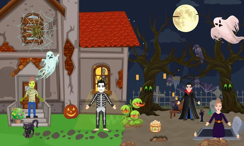 Pretend Play Halloween Party (Претендуй на Хэллоуинскую вечеринку) [МОД: Все открыто, Дополнительные деньги и Меню MOD] Screenshot 2