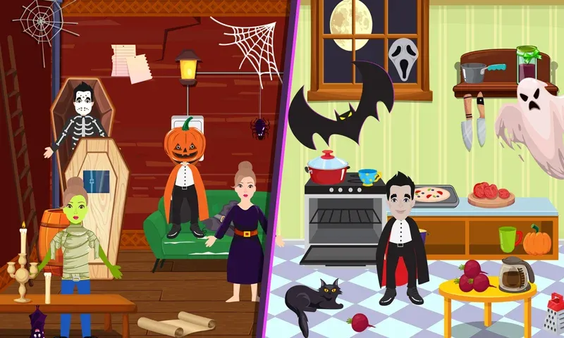 Pretend Play Halloween Party (Претендуй на Хэллоуинскую вечеринку) [МОД: Все открыто, Дополнительные деньги и Меню MOD] Screenshot 4