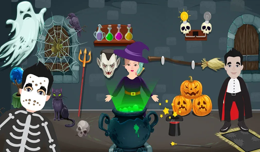 Pretend Play Halloween Party (Претендуй на Хэллоуинскую вечеринку) [МОД: Все открыто, Дополнительные деньги и Меню MOD] Screenshot 5