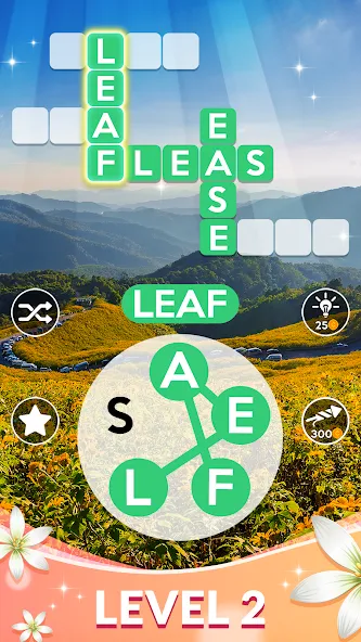 Wordscapes (Вордскейпс) [МОД: Все открыто, Дополнительные деньги и Меню MOD] Screenshot 2