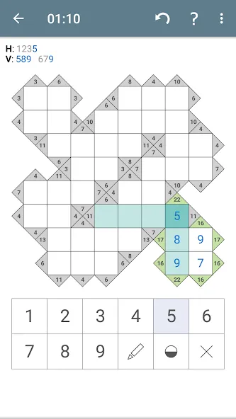 Kakuro (Cross Sums) [МОД: Все открыто, Дополнительные деньги и Меню MOD] Screenshot 1