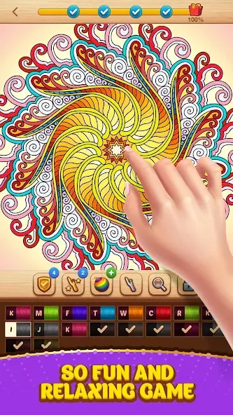 Cross Stitch Coloring Mandala (Кроссстиль раскрашивание мандала) [МОД: Все открыто, Дополнительные деньги и Меню MOD] Screenshot 3