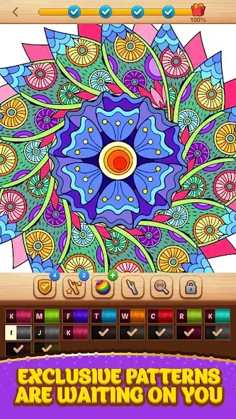 Cross Stitch Coloring Mandala (Кроссстиль раскрашивание мандала) [МОД: Все открыто, Дополнительные деньги и Меню MOD] Screenshot 4