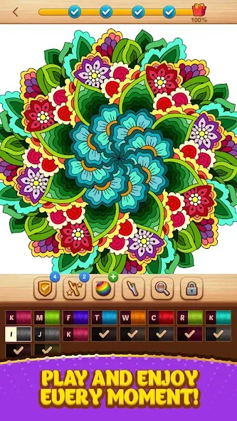 Cross Stitch Coloring Mandala (Кроссстиль раскрашивание мандала) [МОД: Все открыто, Дополнительные деньги и Меню MOD] Screenshot 5