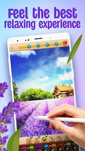 Cross-Stitch: Coloring Book (Кросс) [МОД: Бесконечные деньги, Монеты и Мега MOD] Screenshot 1