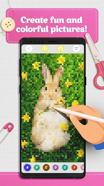 Cross Stitch Coloring Art (Кроссстич окрашивание искусства) [МОД: Меню, Бесконечные монеты и Открытые уровни] Screenshot 3