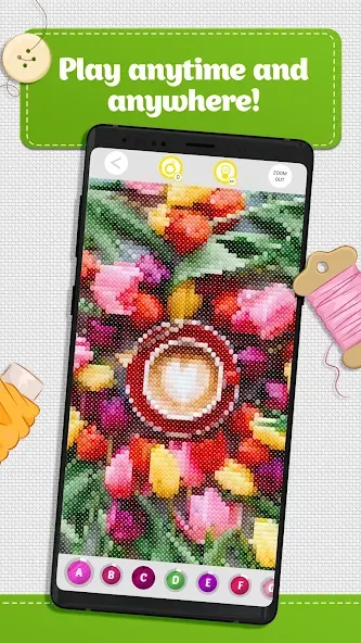 Cross Stitch Coloring Art (Кроссстич окрашивание искусства) [МОД: Меню, Бесконечные монеты и Открытые уровни] Screenshot 5