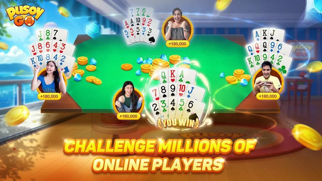 Pusoy Go-Competitive 13 Cards (Пусой Го) [МОД: Много монет, Открытые уровни и Мега MOD] Screenshot 1