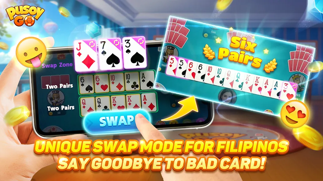 Pusoy Go-Competitive 13 Cards (Пусой Го) [МОД: Много монет, Открытые уровни и Мега MOD] Screenshot 4