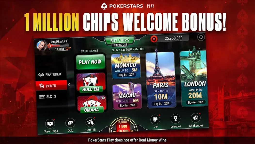 PokerStars Play: Texas Hold'em (ПокерСтарс Плей) [МОД: Деньги, Монеты и Меню MOD] Screenshot 4