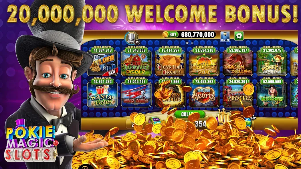 Pokie Magic Casino Slots (Поки Мэджик Казино Слоты) [МОД: Много монет, Открытые уровни и Мега MOD] Screenshot 1