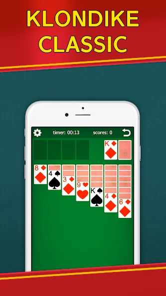Classic Solitaire Klondike [МОД: Меню, Бесконечные монеты и Открытые уровни] Screenshot 1