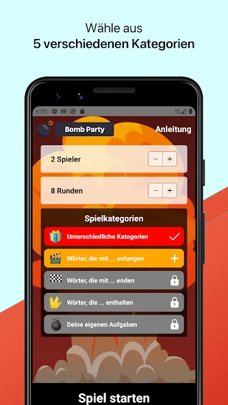 Bomb Party: Das Bombenspiel! (Бомб Пати) [МОД: Меню, Бесконечные монеты и Открытые уровни] Screenshot 1