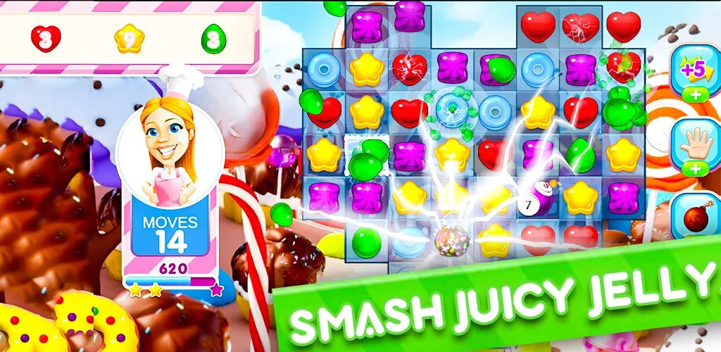 Jelly Kingdom Crush - Match 3 [МОД: Все открыто, Дополнительные деньги и Меню MOD] Screenshot 2