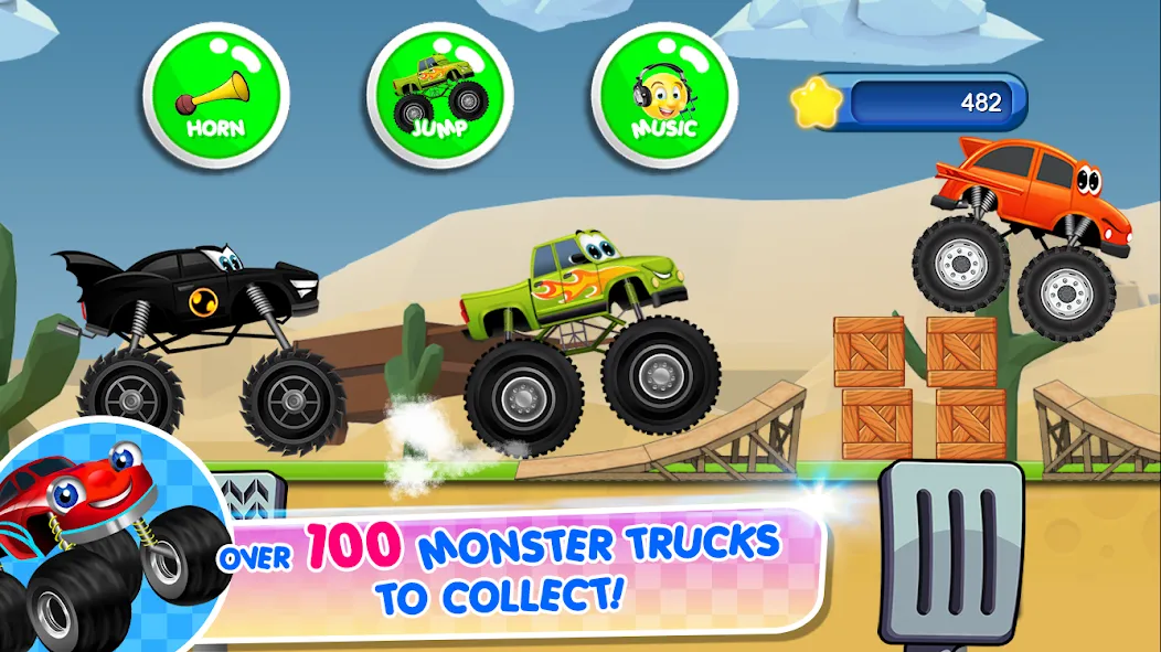 Monster Trucks Game for Kids 2 (Монстр Тракс Игра для Детей 2) [МОД: Меню, Бесконечные монеты и Открытые уровни] Screenshot 2