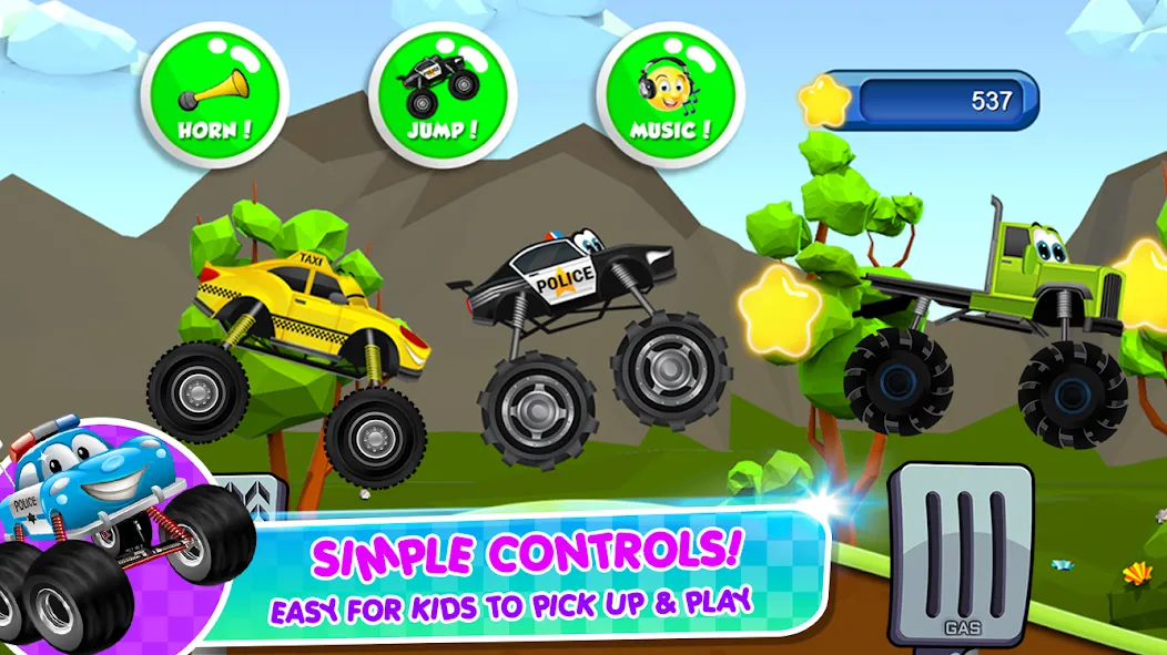 Monster Trucks Game for Kids 2 (Монстр Тракс Игра для Детей 2) [МОД: Меню, Бесконечные монеты и Открытые уровни] Screenshot 5