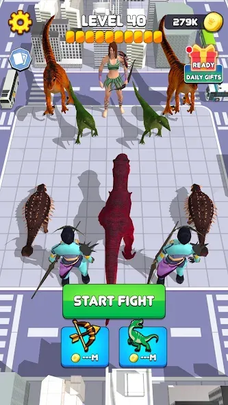 Dinosaur Monster Fight Battle (Бамбам Монстр Против 100 Дверей) [МОД: Много монет, Открытые уровни и Мега MOD] Screenshot 2