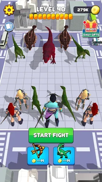 Dinosaur Monster Fight Battle (Бамбам Монстр Против 100 Дверей) [МОД: Много монет, Открытые уровни и Мега MOD] Screenshot 3