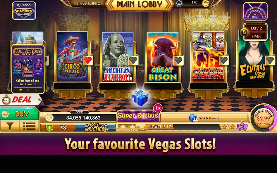 Black Diamond Casino Slots (СЛОТЫ) [МОД: Меню, Бесконечные монеты и Открытые уровни] Screenshot 1