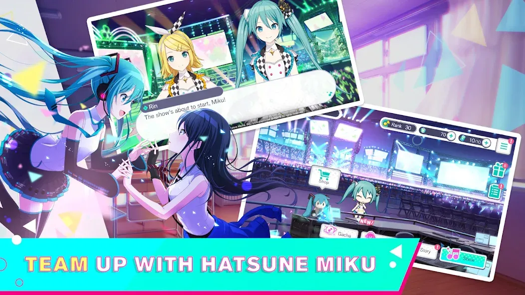 HATSUNE MIKU: COLORFUL STAGE! (Хацуне Мику) [МОД: Меню, Бесконечные монеты и Открытые уровни] Screenshot 1