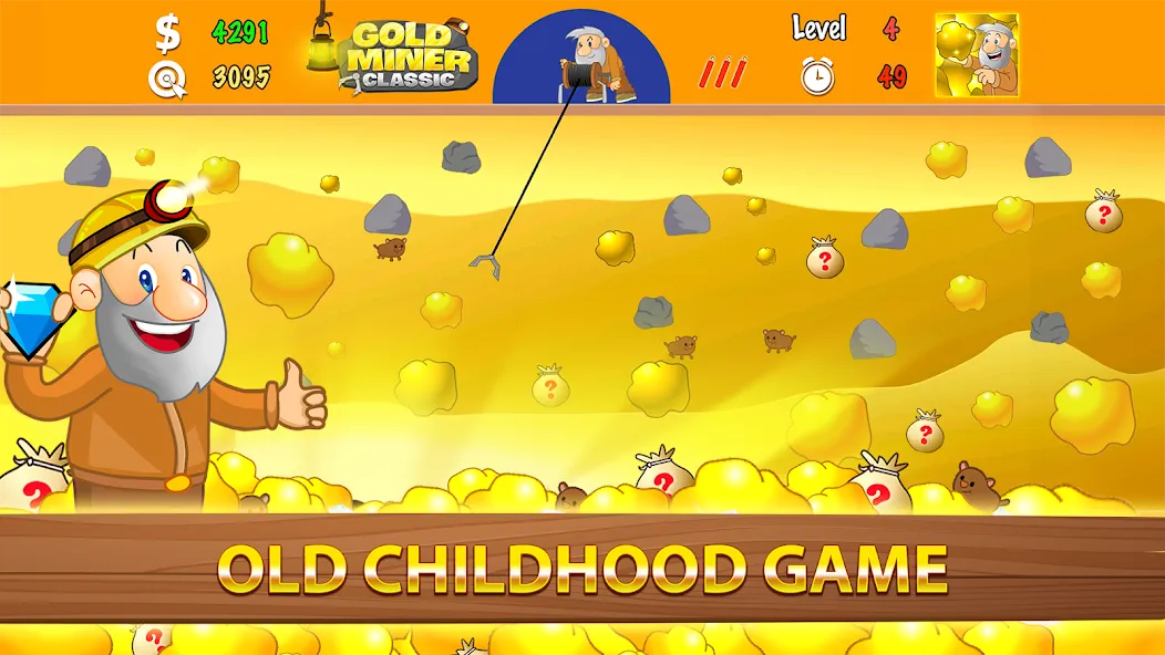 Gold Miner Classic: Gold Rush (Голд Майнер Классик) [МОД: Все открыто, Дополнительные деньги и Меню MOD] Screenshot 1