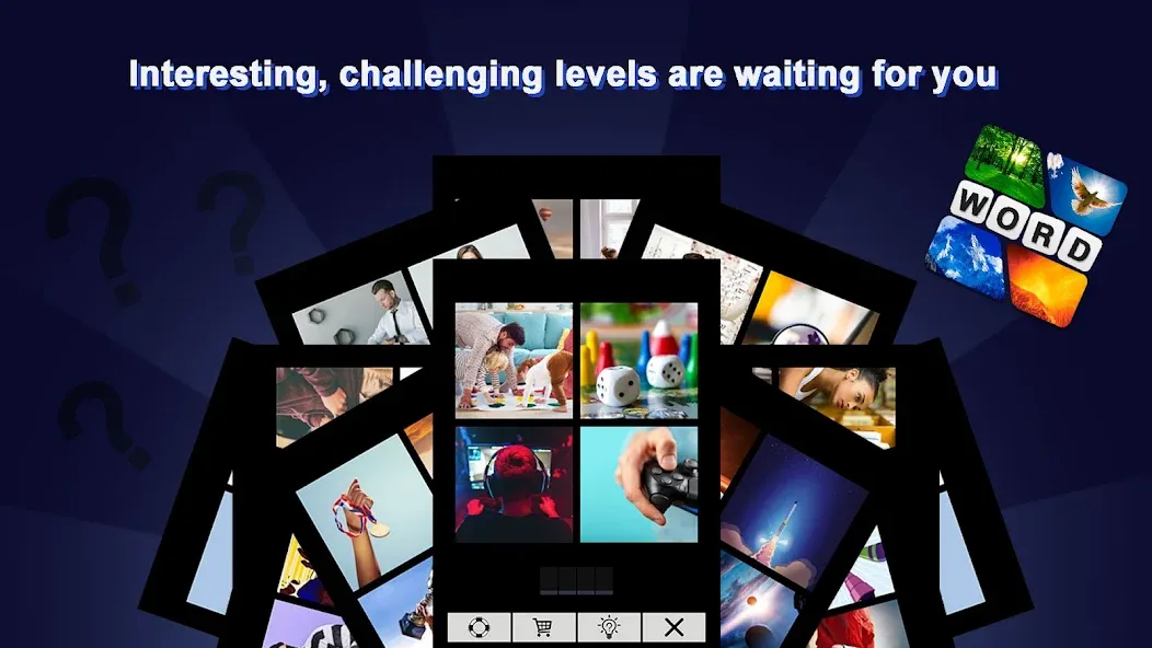 Puzzle: 4 pics 1 word offline [МОД: Все открыто, Дополнительные деньги и Меню MOD] Screenshot 1