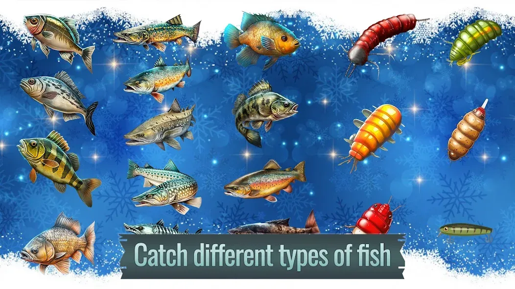 Ice fishing game. Catch bass. [МОД: Меню, Бесконечные монеты и Открытые уровни] Screenshot 3