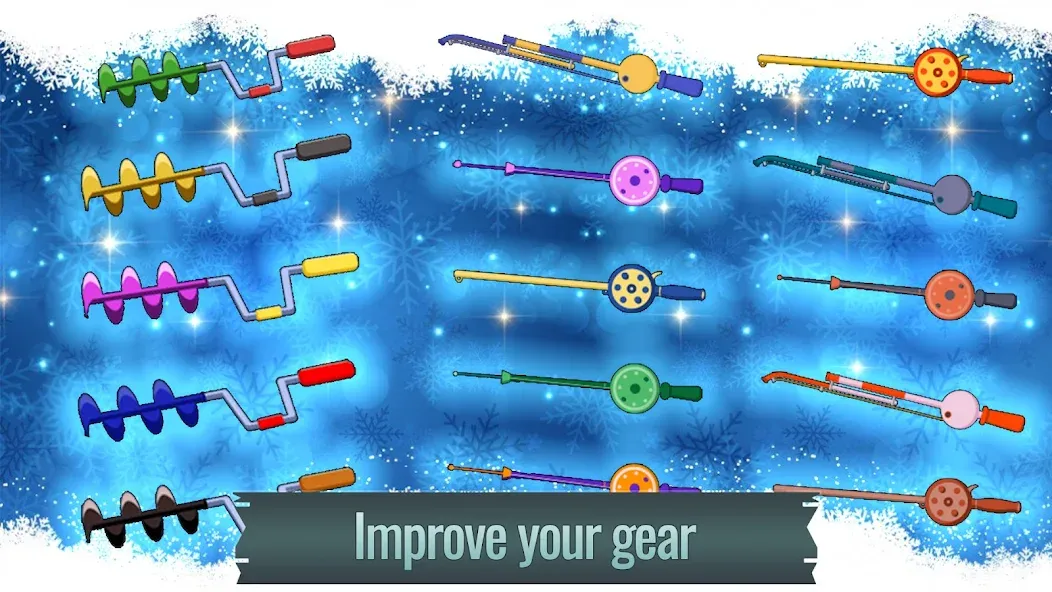 Ice fishing game. Catch bass. [МОД: Меню, Бесконечные монеты и Открытые уровни] Screenshot 4