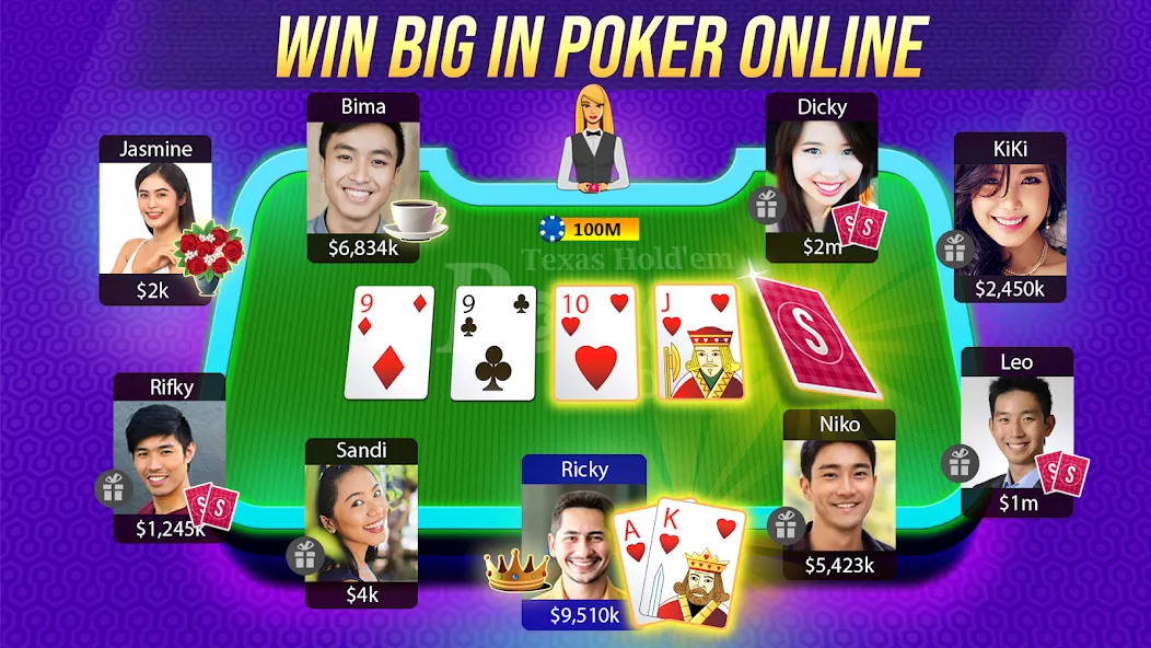 Texas Holdem Poker Online (Техасский Холдем Покер Онлайн) [МОД: Много денег, Монет и Все открыто] Screenshot 1
