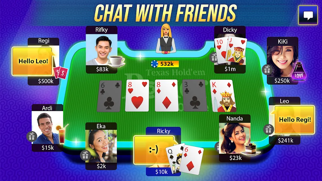 Texas Holdem Poker Online (Техасский Холдем Покер Онлайн) [МОД: Много денег, Монет и Все открыто] Screenshot 3