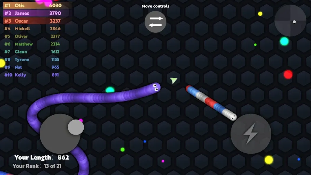 Slide.io - Hungry Snake Game [МОД: Много денег, Монет и Все открыто] Screenshot 2