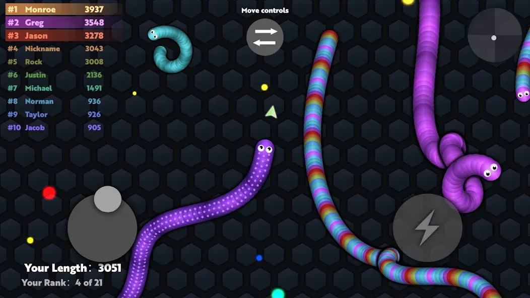 Slide.io - Hungry Snake Game [МОД: Много денег, Монет и Все открыто] Screenshot 3