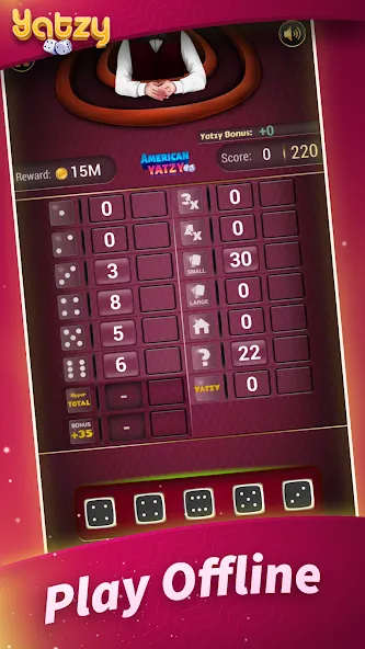Yatzy - Offline Dice Games (Ятзи) [МОД: Много монет, Открытые уровни и Мега MOD] Screenshot 1