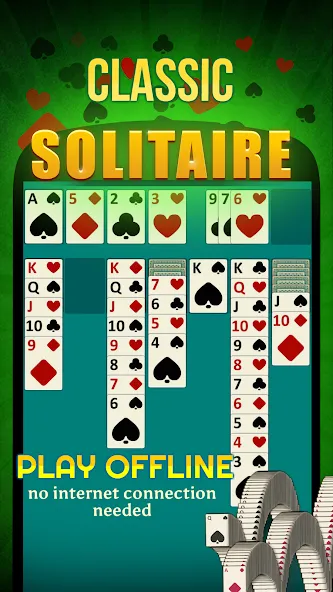 Solitaire - Offline Card Games [МОД: Много монет, Открытые уровни и Мега MOD] Screenshot 1