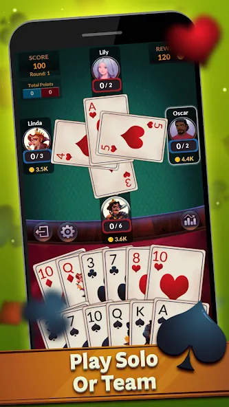 Spades - Offline Card Games (Спейдс) [МОД: Меню, Бесконечные монеты и Открытые уровни] Screenshot 2