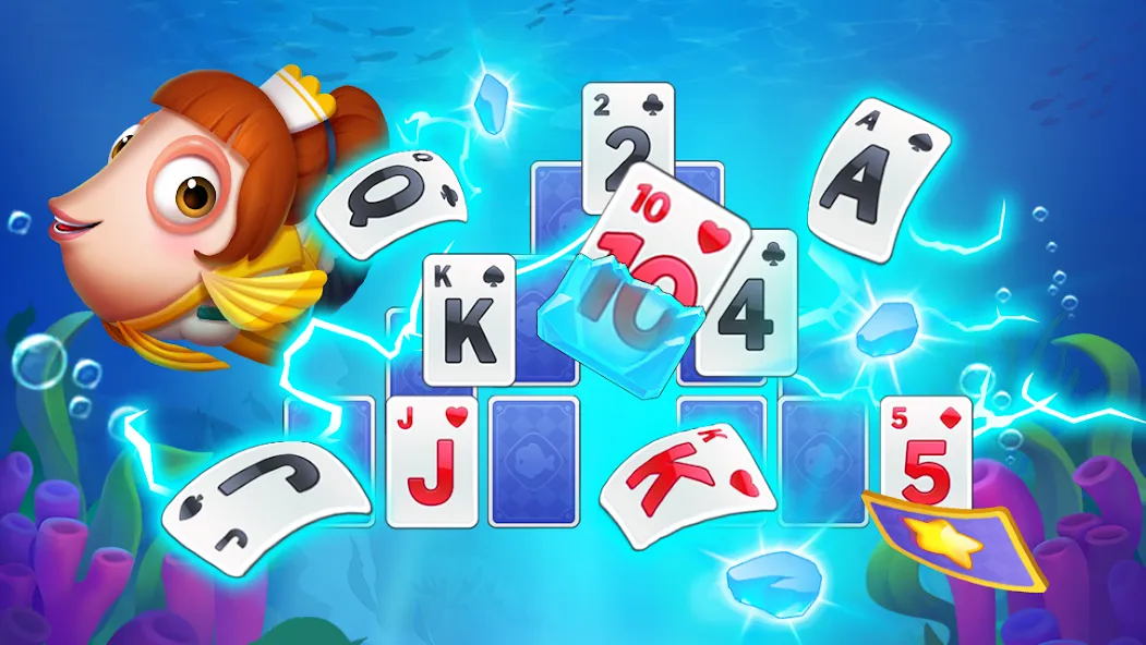 Solitaire TriPeaks Fish (Солитер ТриПикс Рыбка) [МОД: Все открыто, Дополнительные деньги и Меню MOD] Screenshot 2