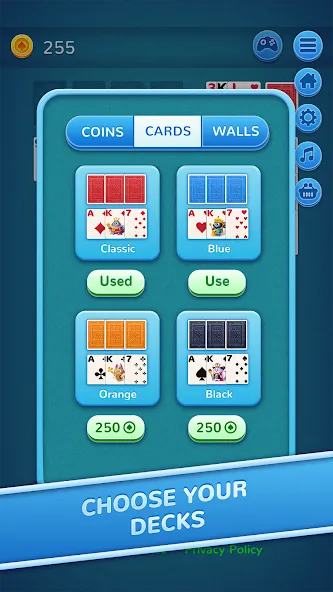 7 Solitaire (Солитер) [МОД: Все открыто, Дополнительные деньги и Меню MOD] Screenshot 3