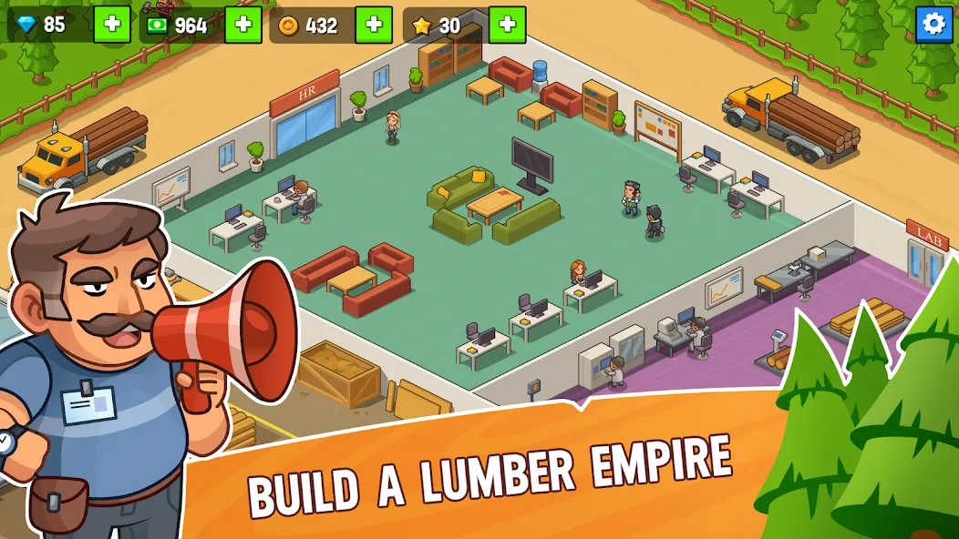 Lumber Inc Tycoon (Ламбер инк тайкун) [МОД: Бесконечные деньги, Монеты и Мега MOD] Screenshot 1