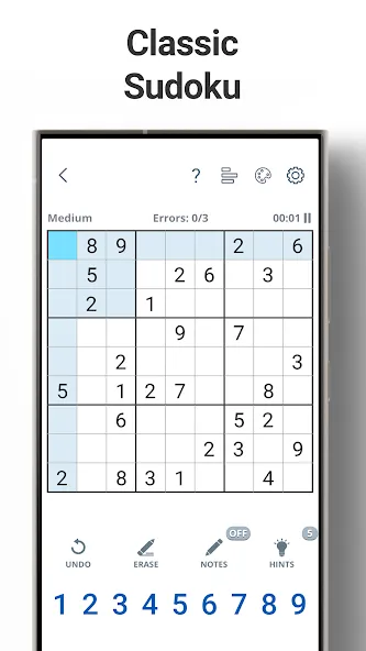 Sudoku Levels: Daily Puzzles [МОД: Много денег, Монет и Все открыто] Screenshot 1