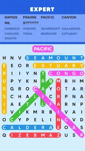 Word Search Puzzle Challenge (Уордсрч Пазл Челлендж) [МОД: Все открыто, Дополнительные деньги и Меню MOD] Screenshot 2