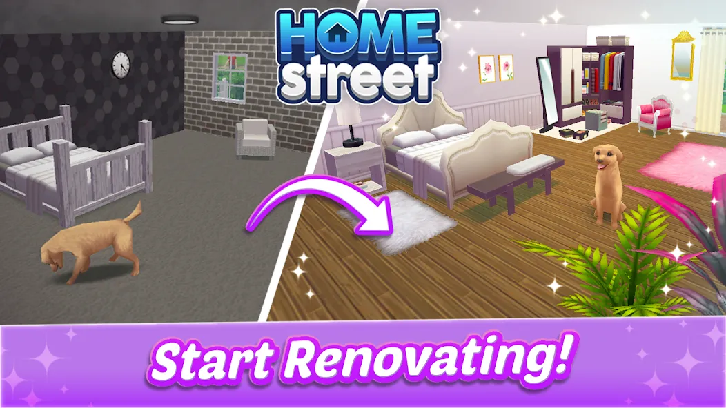 Home Street - Dream House Sim [МОД: Все открыто, Дополнительные деньги и Меню MOD] Screenshot 2
