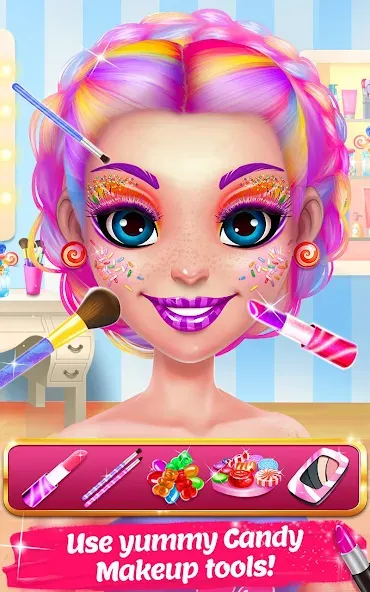 Candy Makeup Beauty Game [МОД: Много денег, Монет и Все открыто] Screenshot 2