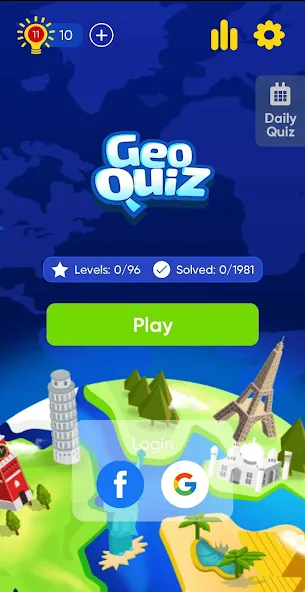 Geo Quiz: World Geo Trivia (Джио Квиз) [МОД: Деньги, Монеты и Меню MOD] Screenshot 1