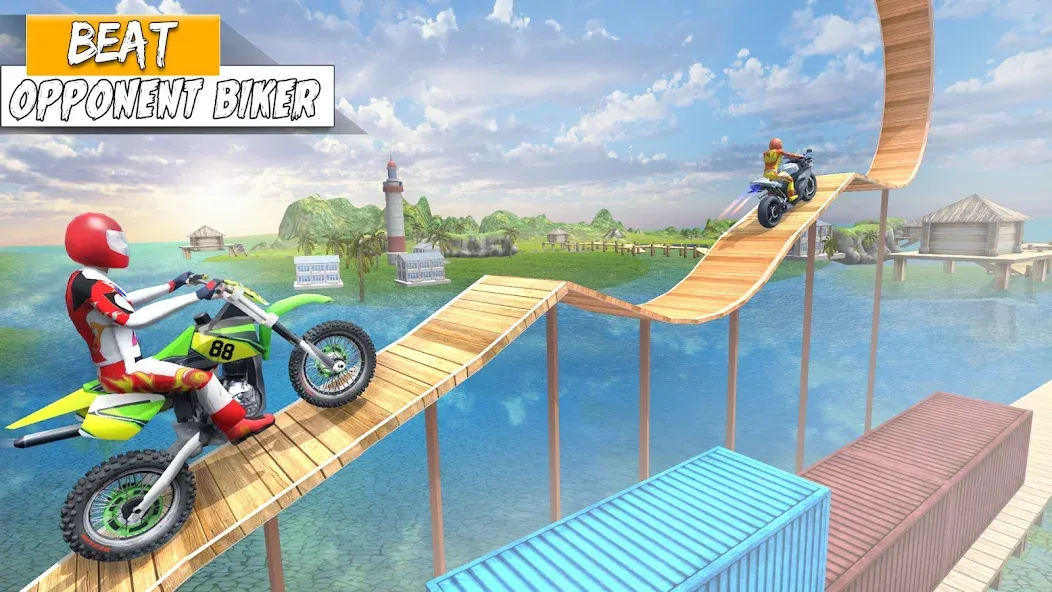 Bike Stunt Games Stunt Bike 3D (Байк стант рэмп игра Байк Джамп) [МОД: Деньги, Монеты и Меню MOD] Screenshot 5