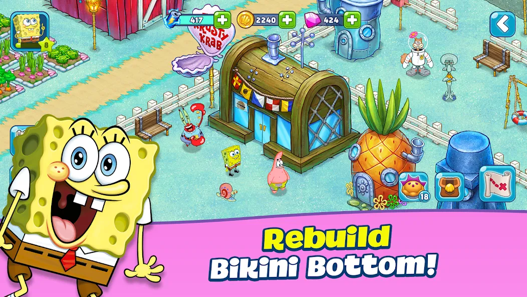 SpongeBob Adventures: In A Jam (Спанч Боб приключения) [МОД: Меню, Бесконечные монеты и Открытые уровни] Screenshot 1