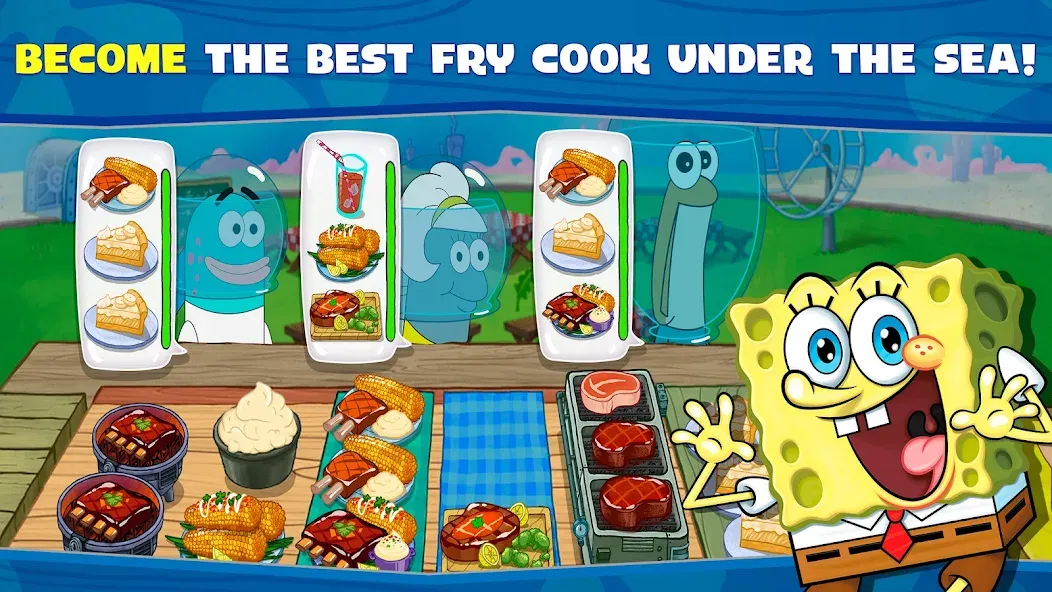 SpongeBob: Krusty Cook-Off [МОД: Много монет, Открытые уровни и Мега MOD] Screenshot 1