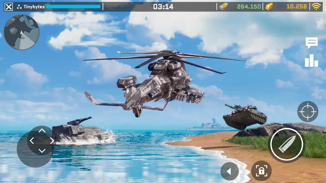 Massive Warfare: Tanks PvP War (Массовая война) [МОД: Меню, Бесконечные монеты и Открытые уровни] Screenshot 1