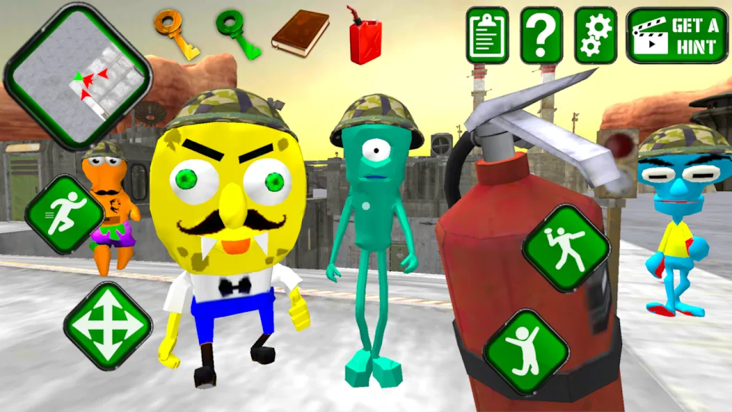 Sponge Area 51. Neighbor Alien [МОД: Деньги, Монеты и Меню MOD] Screenshot 2