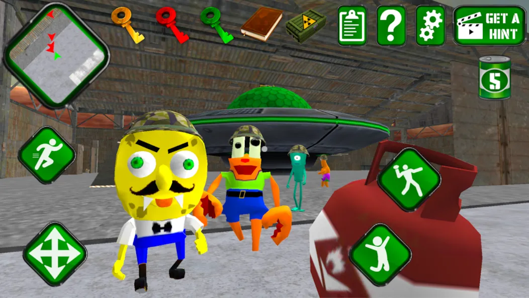 Sponge Area 51. Neighbor Alien [МОД: Деньги, Монеты и Меню MOD] Screenshot 3