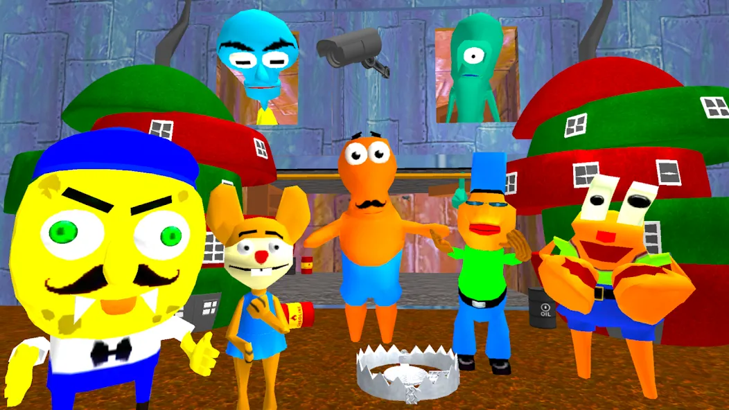 Sponge Neighbor Escape 3D (Спонж Сосед Побег 3D) [МОД: Много монет, Открытые уровни и Мега MOD] Screenshot 1